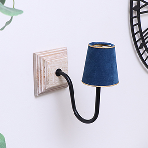 Small Blue & Gold Velvet Lamp Shade