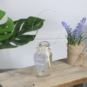 Small Glass Heart Bottle Vase - Pretty Blooms