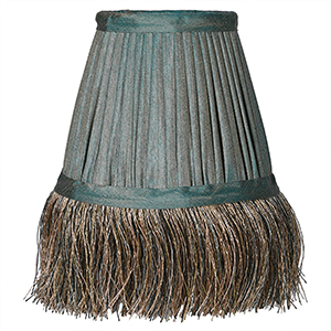 Small Teal Fringed Lamp Shade