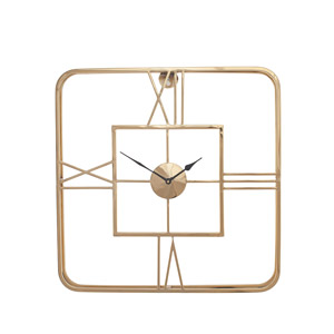 Square Gold Skeleton Wall Clock