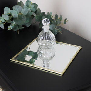 Square Mirrored Gold Display Plate Tray