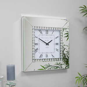 Square Mirrored Wall Clock