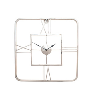Square Silver Skeleton Wall Clock
