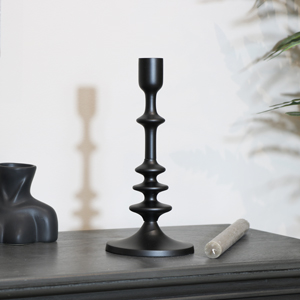 Tall Black Metal Candle Holder Stick 