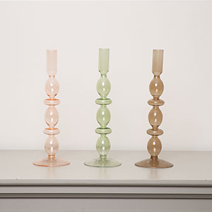 Tall Brown Glass Candle Holder - 27cm