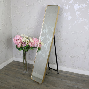 Tall Gold Framed Full Length Freestanding Cheval Mirror 31cm x 152cm