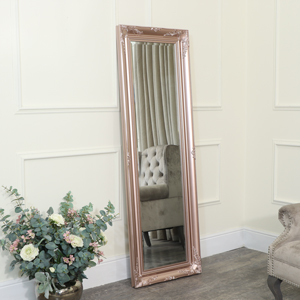 Tall Rose Gold Pink Wall Mirror