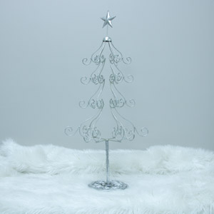 Tall Silver Metal Christmas Tree