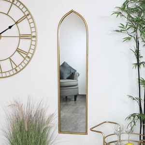 Tall Slim Gold Arch Mirror