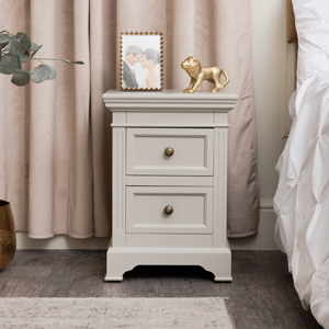 Taupe-Grey Two Drawer Bedside Table