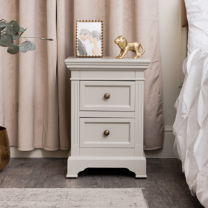 Taupe-Grey Two Drawer Bedside Table 