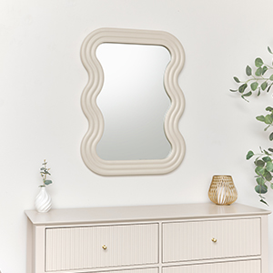 Taupe Wave Framed Wall Mirror - 85cm x 60cm