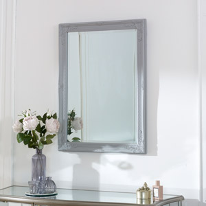 Grey Ornate Wall Mirror -  82cm x 62cm