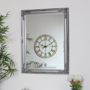 Vintage Ornate Silver Wall Mirror 62cm x 82cm