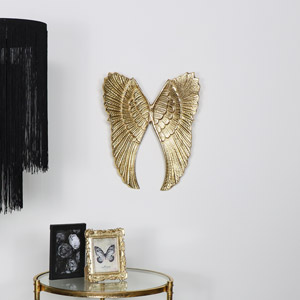 Wall Mounted Gold Metal Angel Wings