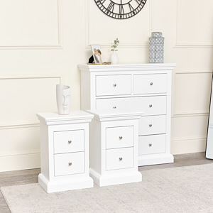 White 5 Drawer Chest of Drawers Slimline Haxey White Range