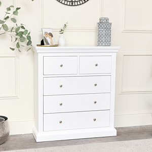White 5 Drawer Chest of Drawers