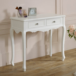 White Console / Dressing Table - Victoria Pink Range