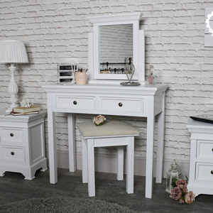 thin white dressing table