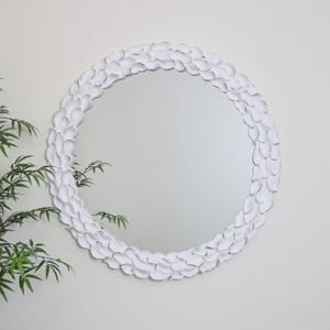 White Ornate Carved Wall Mirror 101cm x101cm 