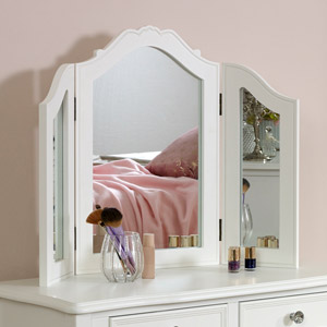 White Tabletop Triple Vanity Mirror