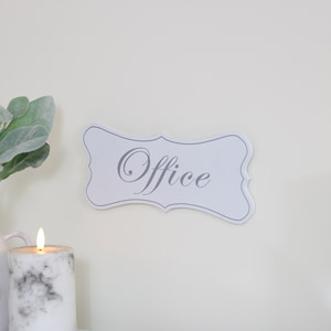 White Wooden 'Office’' Hanging Plaque
