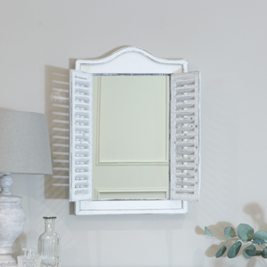 White Wooden Shutter Mirror 