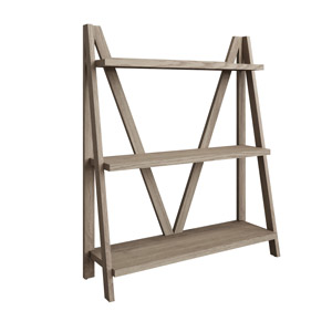 Wide Rustic Grey Ladder Bookcase - Rutland Range