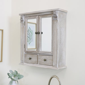 White Mirrored Bathroom Wall Cabinet