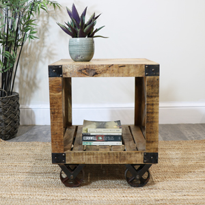 Wooden Side Table With Wheels
