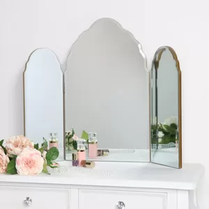 Antique Gold Arched Triple Vanity Mirror