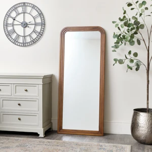 (April Shoot) Dark Wood Arched Frame Wall Mirror 60cm x 140cm