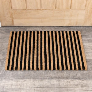 Pink & Natural Stripe Print Coir Door Mat