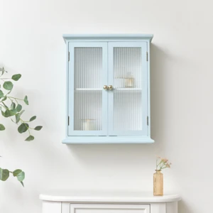 Duck Egg Blue Reeded Glass Wall Cabinet