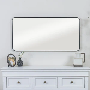 Black Curved Framed Wall Mirror