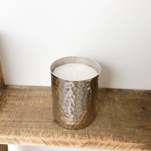 Hammered Silver Filled Candle Pot - 10cm