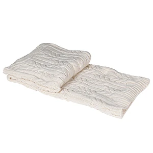 Large Beige Braid Design Knitted Throw - 160cm x 150cm