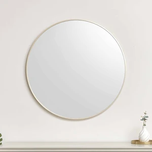 Large Round Champagne Gold Wall Mirror 