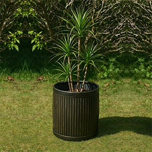 Large Round Distressed Black Planter