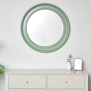 Large Round Sage Green Wall Mirror