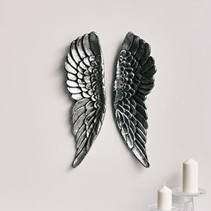 Pair of Large Silver Metal Angel Wings