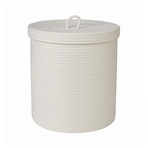 Large White Cotton Rope Lidded Laundry Basket