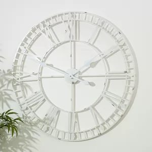 Large White Skeleton Wall Clock 80cm x 80cm