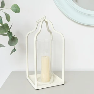 Cream Metal Candle Light Lantern