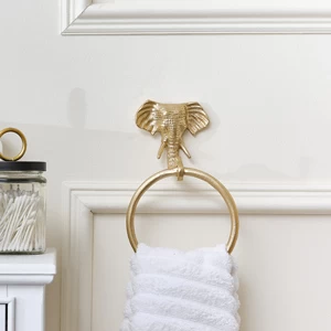 Metallic Gold Elephant Towel Ring