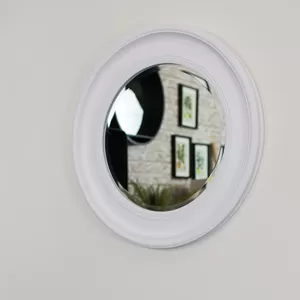 Round Vintage White Wall Mirror