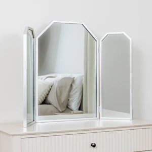 Silver Hexagon Triple Dressing Table Mirror
