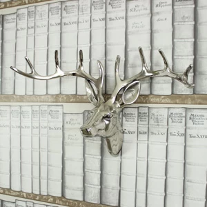 Silver Metal Stags Head 38cm x 25cm
