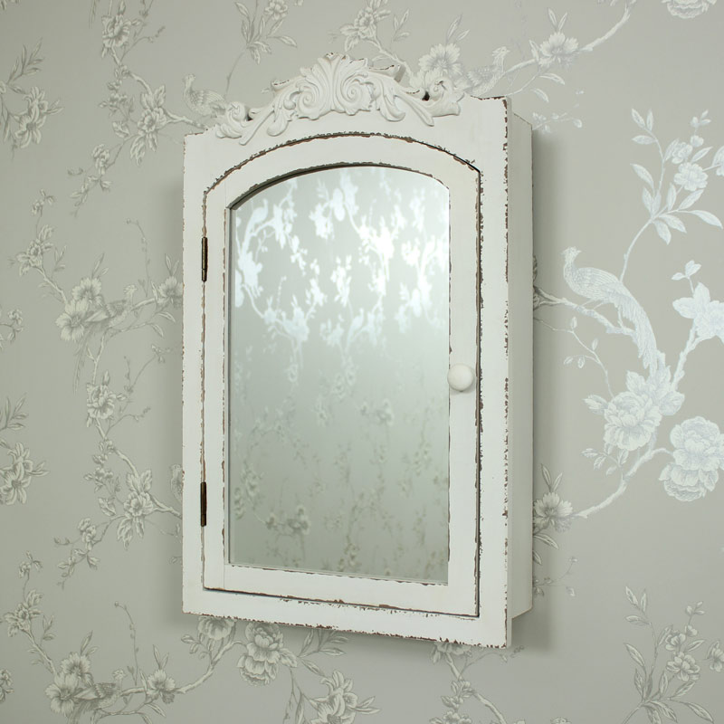 Cream Ornate Mirrored Wall Cabinet