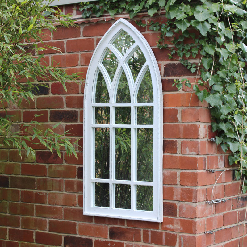 White Arched Window Mirror